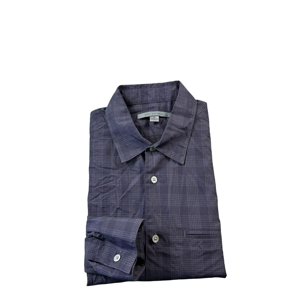 John Varvatos Collection Purple Checked Cotton L/S Button Front Shirt Size M
